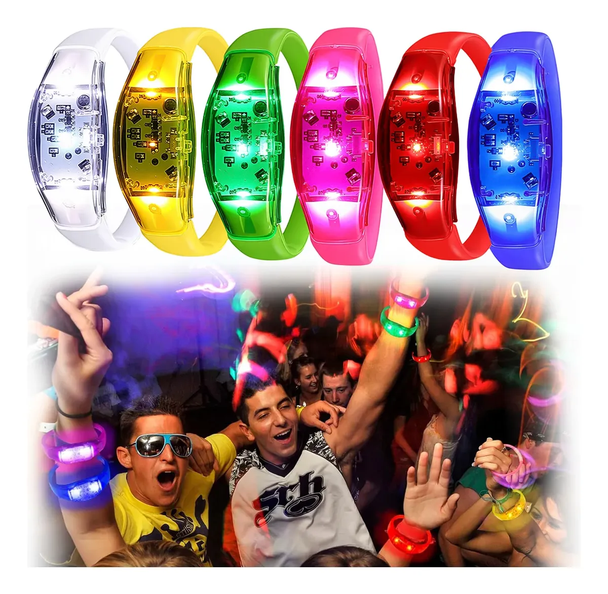 Audio Music Dj - 6 Pulseras LED Activadas por Sonido